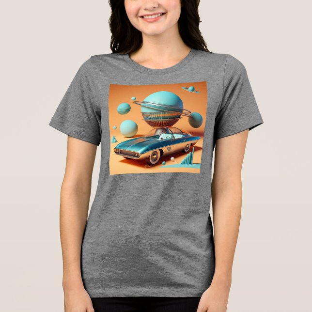 Camiseta Carro Cruiser de Visão Aérea Futurística Atômica (Frente)