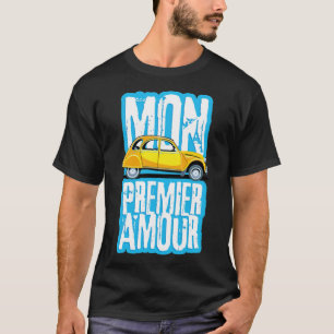 Camiseta Carro culto francês Duck 2cv Pãozinho preto amar