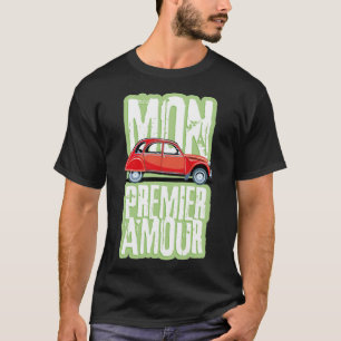 Camiseta Carro culto francês Duck 2cv red e escola de cãe