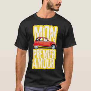 Camiseta Carro culto francês Duck 2cv, vermelho e raça de e