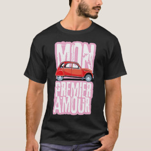 Camiseta Carro culto francês Duck 2cv vermelhos e negros l