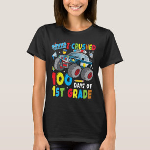 Camiseta Carro Da Polícia De Monstro 100 Dias Da Escola 1ru