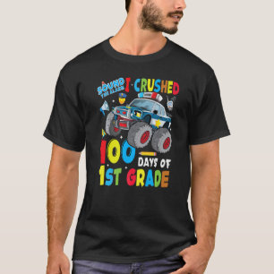 Camiseta Carro Da Polícia De Monstro 100 Dias Da Escola 1ru
