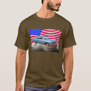 Camiseta Carro De Chevrolet Impala E Bandeira Americana De