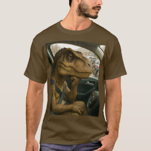 Camiseta Carro de Condução de Dinossauro Fantasy Cute