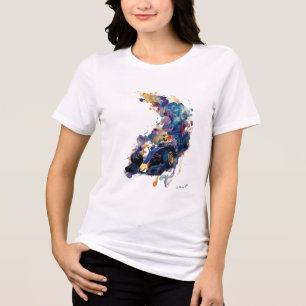 Camiseta Carro de Corrida Abstrato em Movimento   Tinta Flu
