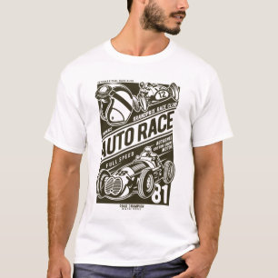Camiseta Carro De Corrida Automática De Vintage Retro