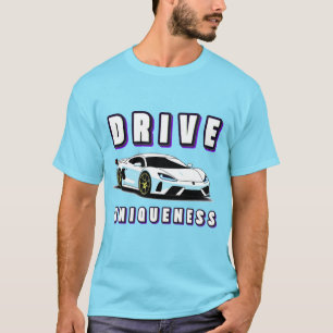 Camiseta Carro de Corrida Branco com Destaque Neon Arte de 