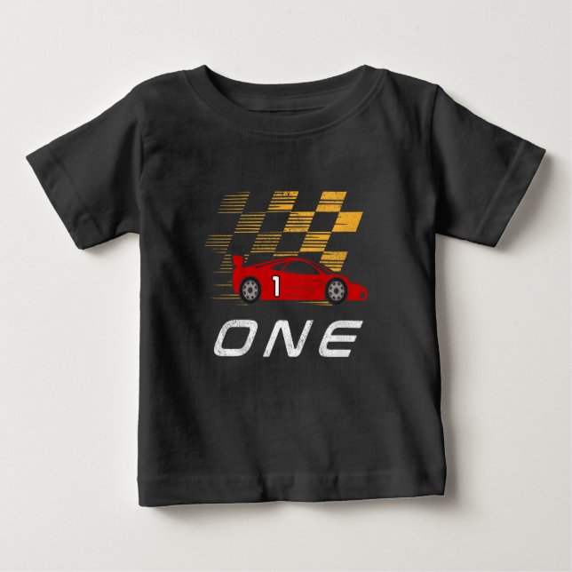 Camiseta Carro De Corrida De primeiro aniversario Engraçado (Frente)