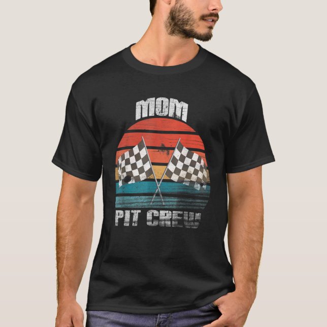 Camiseta Carro De Corrida De Tripulação Da Mãe, Bandeira De (Frente)