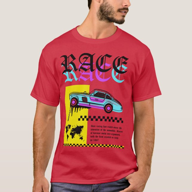 Camiseta Carro de Corrida engraçado engraçado (Frente)