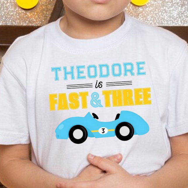 Camiseta Carro de Corrida Fast & Three 3º Aniversário (Criador carregado)
