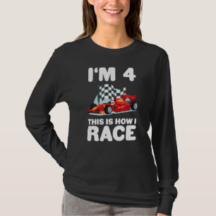 Camiseta Carro de corrida infantil 4º aniversário 4º e quat