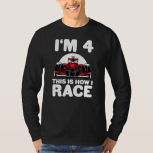 Camiseta Carro de corrida infantil 4º aniversário 4º e quat