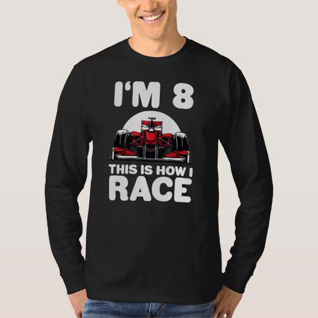 Camiseta Carro De Corrida Para Crianças 8º Aniversário 8º A (Frente)