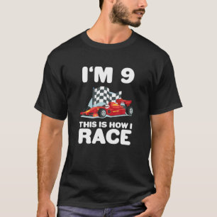 Camiseta Carro De Corrida Para Crianças 9º Aniversário 9º N