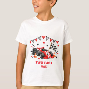 Camiseta Carro de Corrida Vermelho Dois Rápido Aniversário