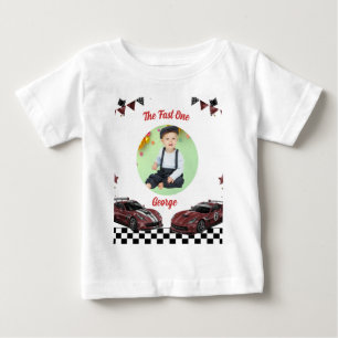 Camiseta Carro de Corrida Vermelho e Preto Kids Foto Aniver