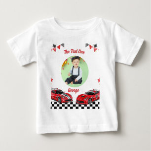 Camiseta Carro de Corrida Vermelho e Preto Kids Foto Aniver