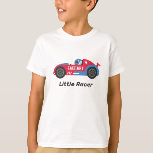 Camiseta Carro de Corrida Vermelho Pequeno Piloto Personali