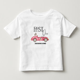 Camiseta Carro de corrida Vermelho RÁPIDO e Fofo aniversári