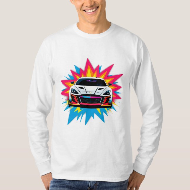 Camiseta Carro de Corrida Vibrante (Frente)