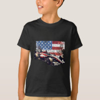 Carro de corrida vintage bandeira americana 4 de j