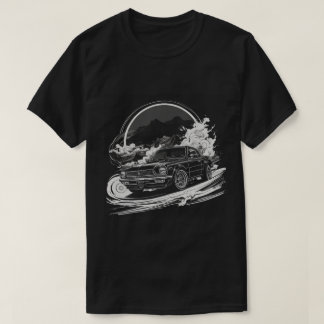 Camiseta Carro de deriva com trilhos de fumaça