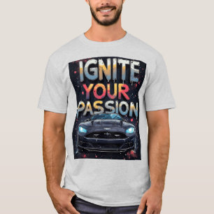 Camiseta Carro de Luxo Gráfico e Salpico de Cor Dinâmica
