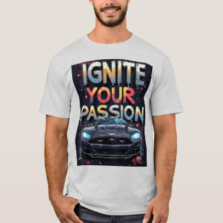 Camiseta Carro de Luxo Gráfico e Salpico de Cor Dinâmica