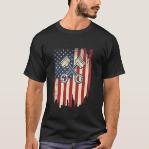 Camiseta Carro de Músculo de Pistão da Bandeira Americana p