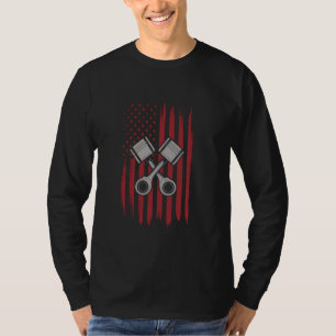 Camiseta Carro de Músculo de Pistão da Bandeira Americana p