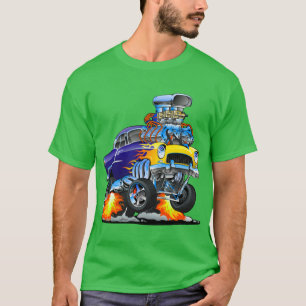 Camiseta Carro de Músculo Hotrod Clássico Chamas Motor Gran