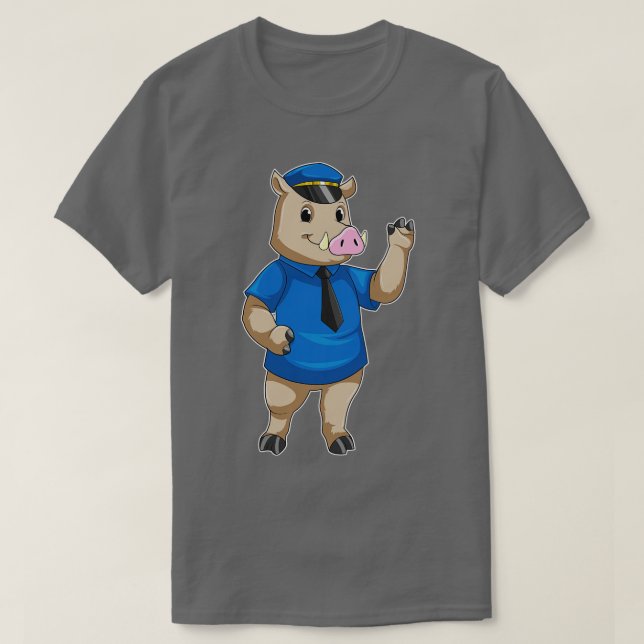 Camiseta Carro de polícia com chapéu de polícia (Frente do Design)
