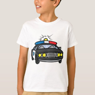 Camiseta Carro de Polícia com Luzes de Sirene Piscando
