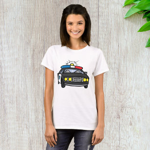 Camiseta Carro de Polícia com Luzes de Sirene Piscando
