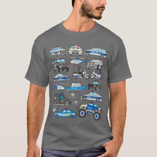 Camiseta Carro de Polícia para Meninos Veículos de Polícia