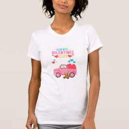 Camiseta Carro de Teddy De Caminhão Cor-De-Rosa, Corações-C