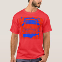 Carro de Trabant e muro de Berlim vermelho/azul