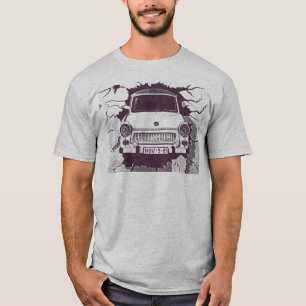 Camiseta Carro de Trabant, preto & branco, muro de Berlim