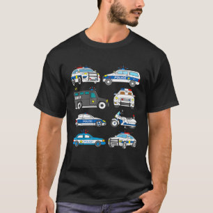 Camiseta Carro-Design Crianças Todd Veículos da Polícia SWA
