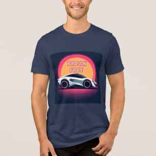 Camiseta Carro desportivo futurístico e citação motivaciona