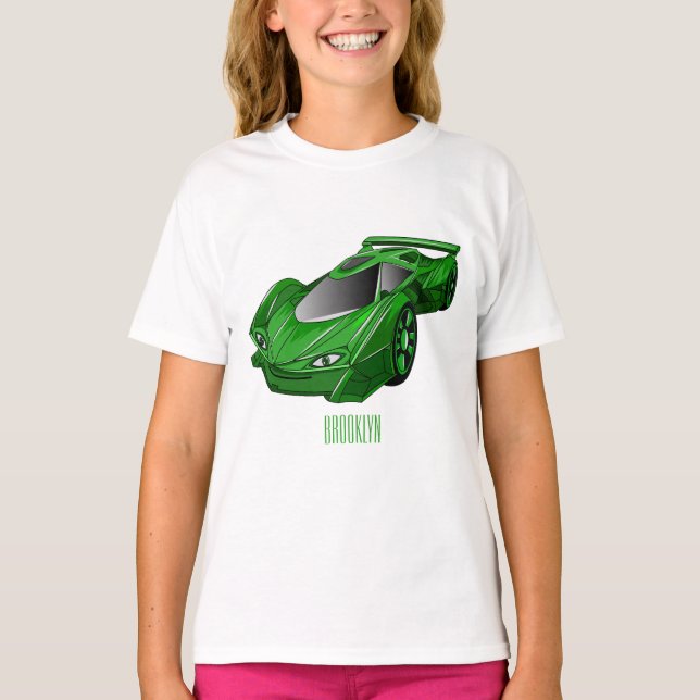 Camiseta Carro desportivo verde com ilustração aerofoil (Frente)