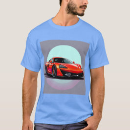 Camiseta Carro Desportivo Vermelho com Fundo Futuro