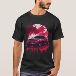 Camiseta Carro Desportivo Vermelho no Sangue da Lua Skyline