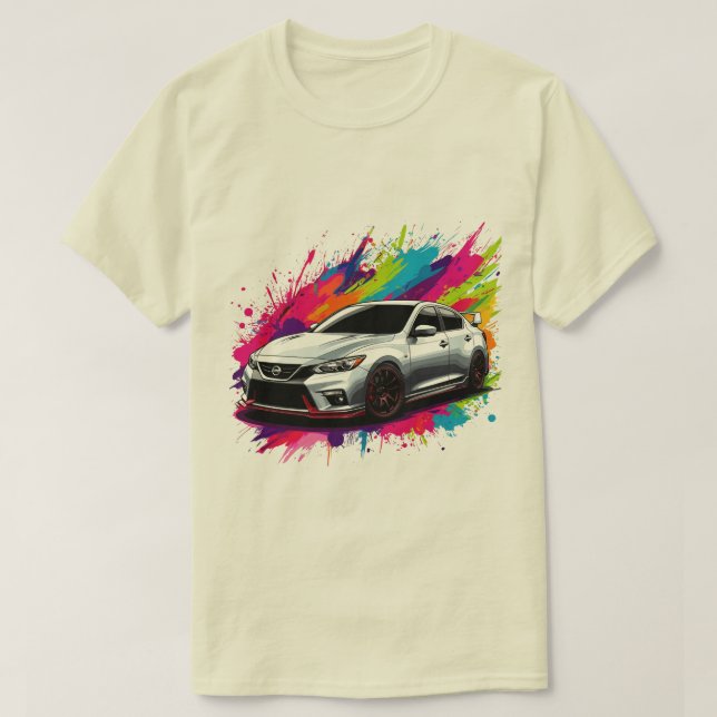 Camiseta Carro desportivo vibrante com abertura de cores (Frente do Design)