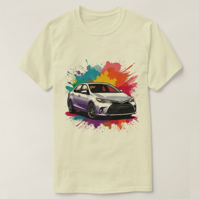Camiseta Carro desportivo vibrante com abertura de cores (Frente do Design)
