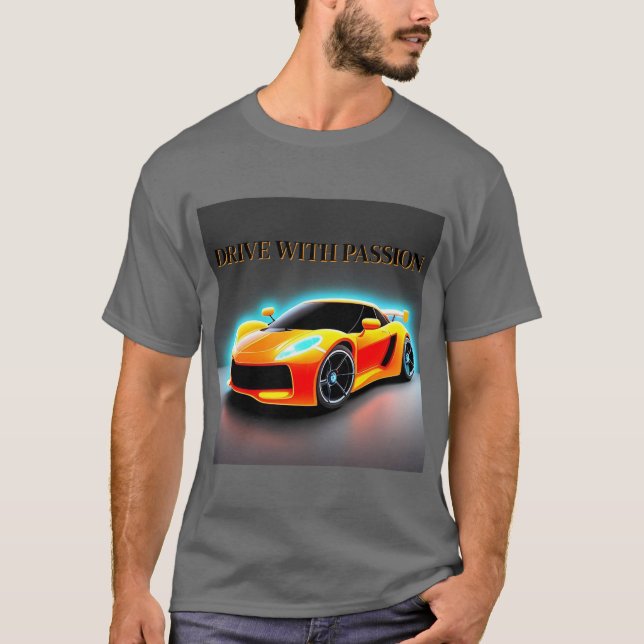 Camiseta Carro desportivo vibrante com brilho neon (Frente)