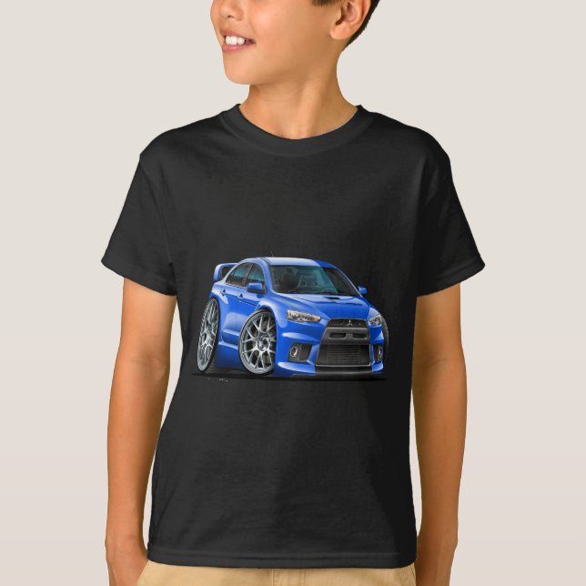 Camiseta Carro do azul de Mitsubishi Evo (Frente)