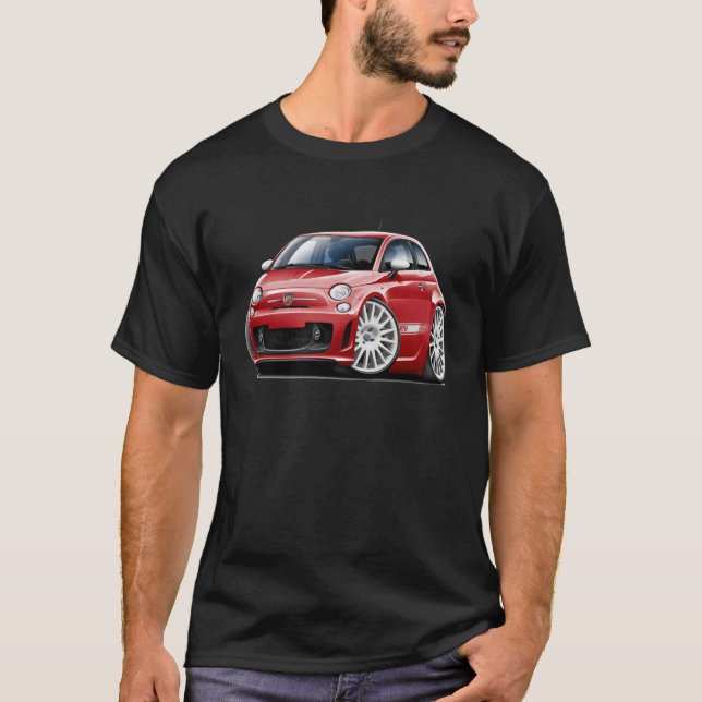 Camiseta Carro do vermelho de Fiat 500 Abarth (Frente)
